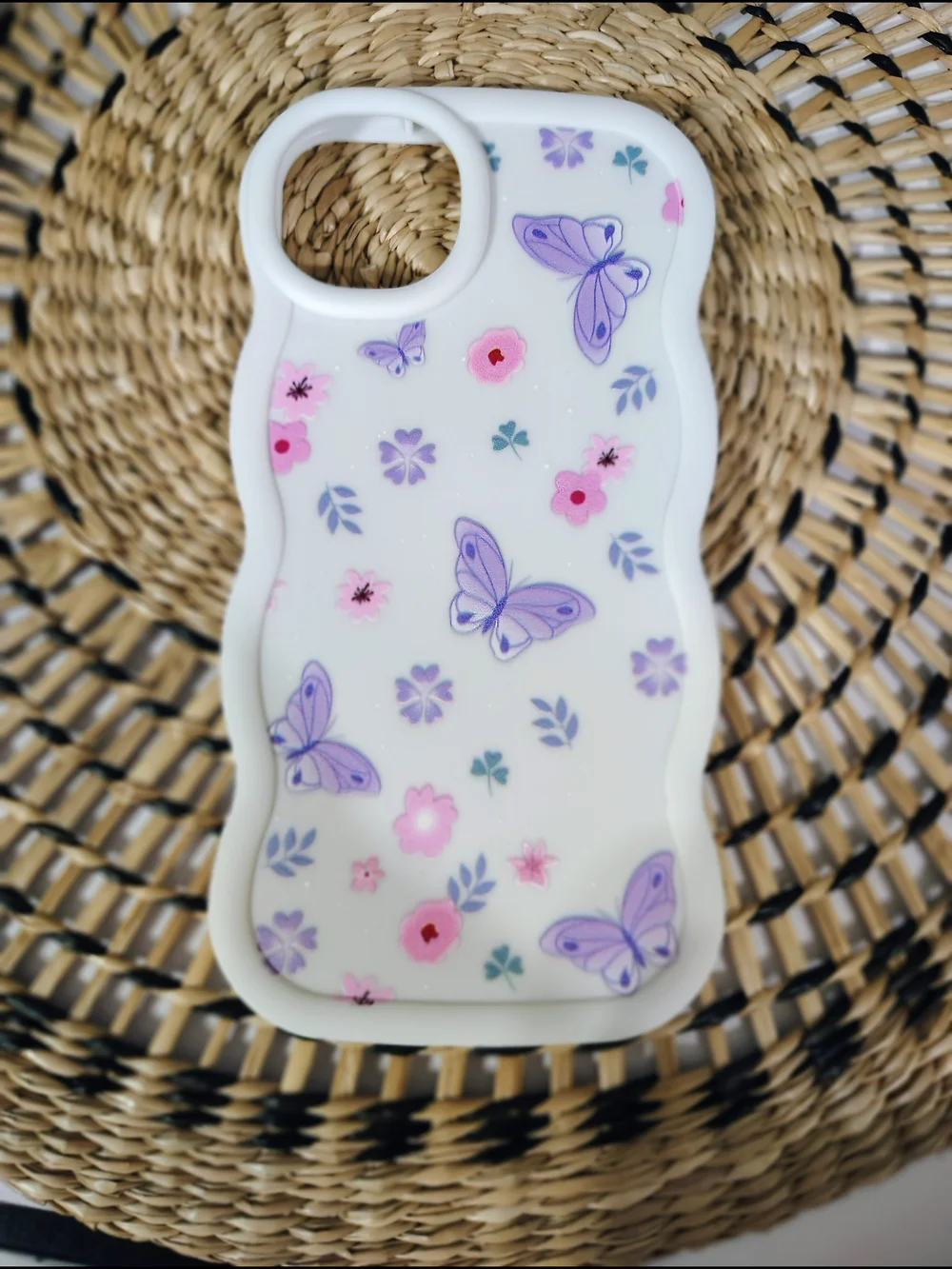 Floral Butterfly White IPhone 14 Plus Case - Purple & Pink Accent